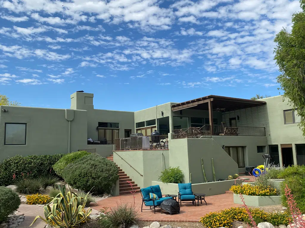 Tucson home painted in modern green tone by Red Door Painting Pros